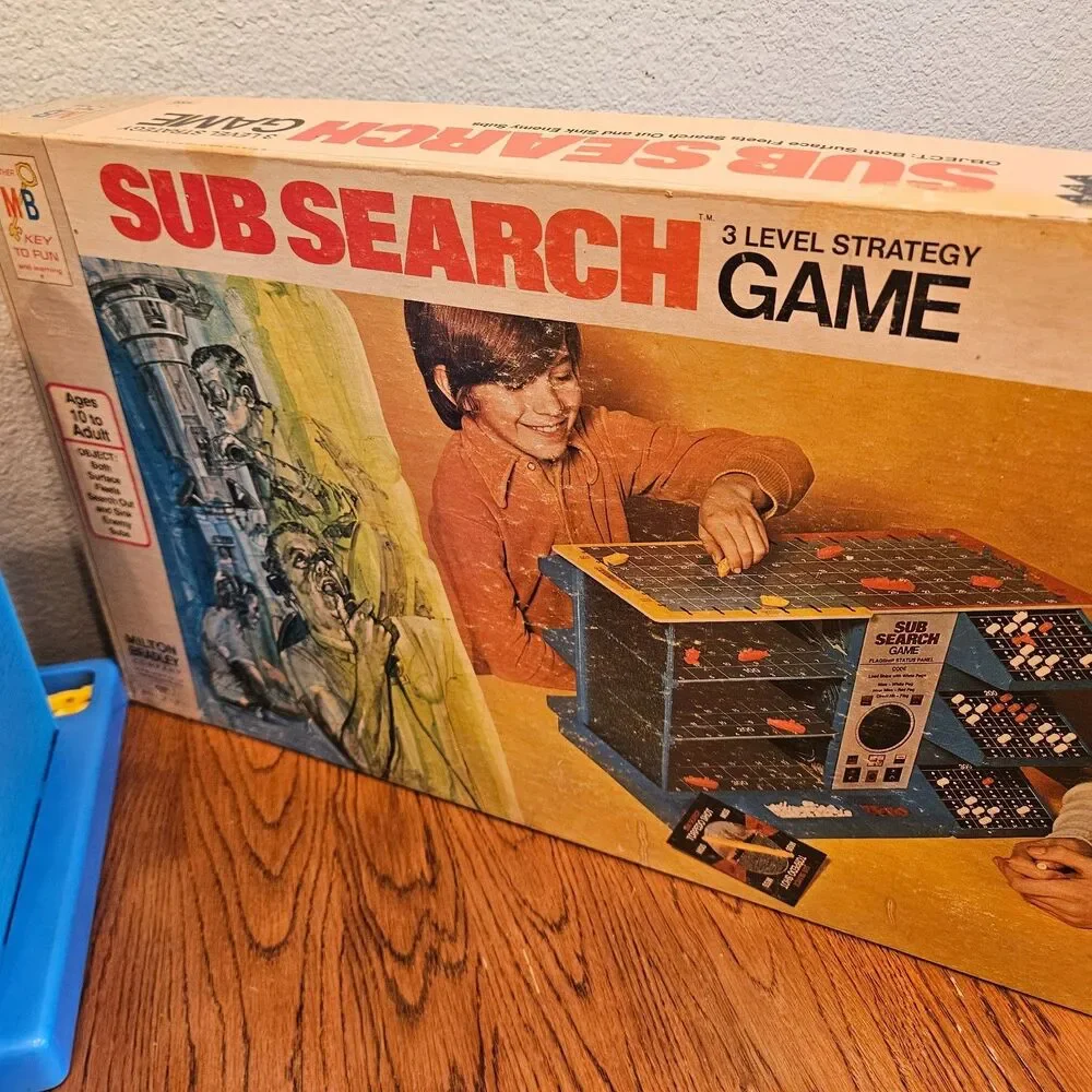 Vintage 1973 Milton Bradley Sub Search 3 Level Board Game 3D battleship HTF